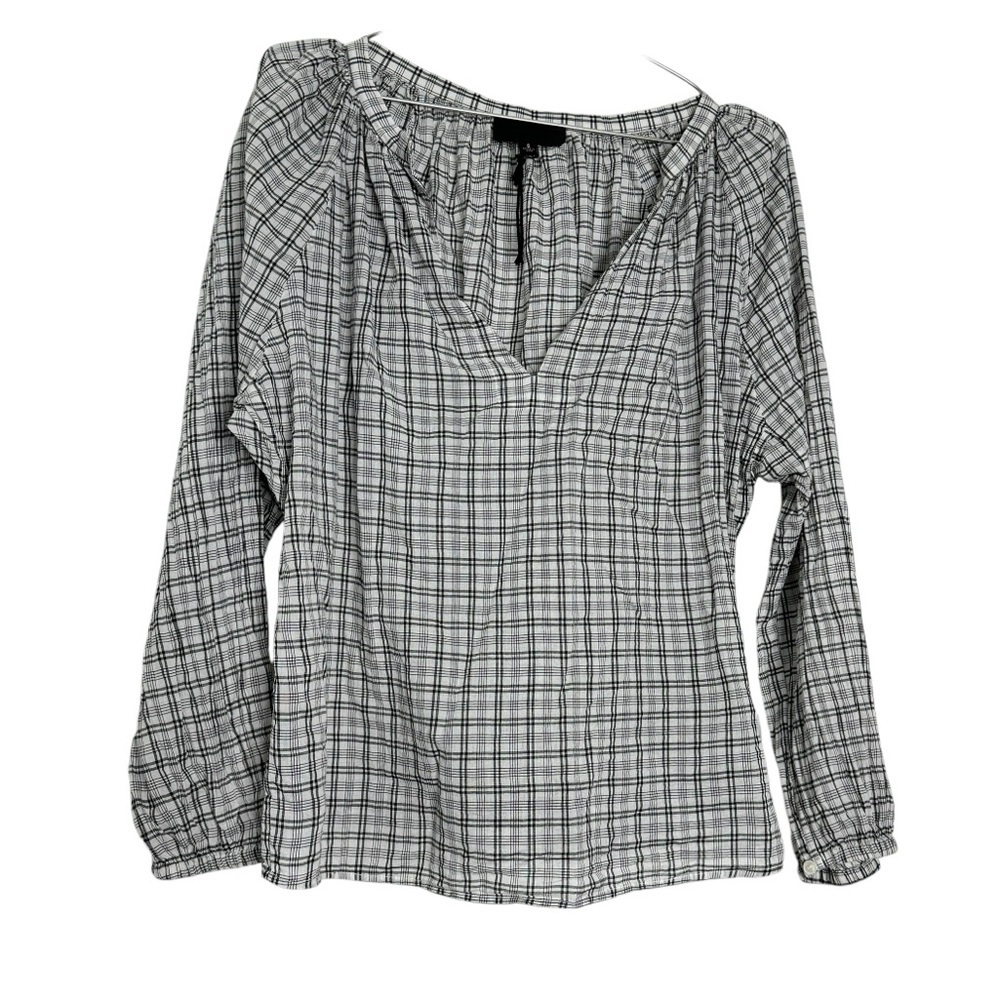 Nili Lotan Black and White Plaid Top